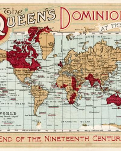 World map of the Queen's Dominions at the end of the nineteenth century